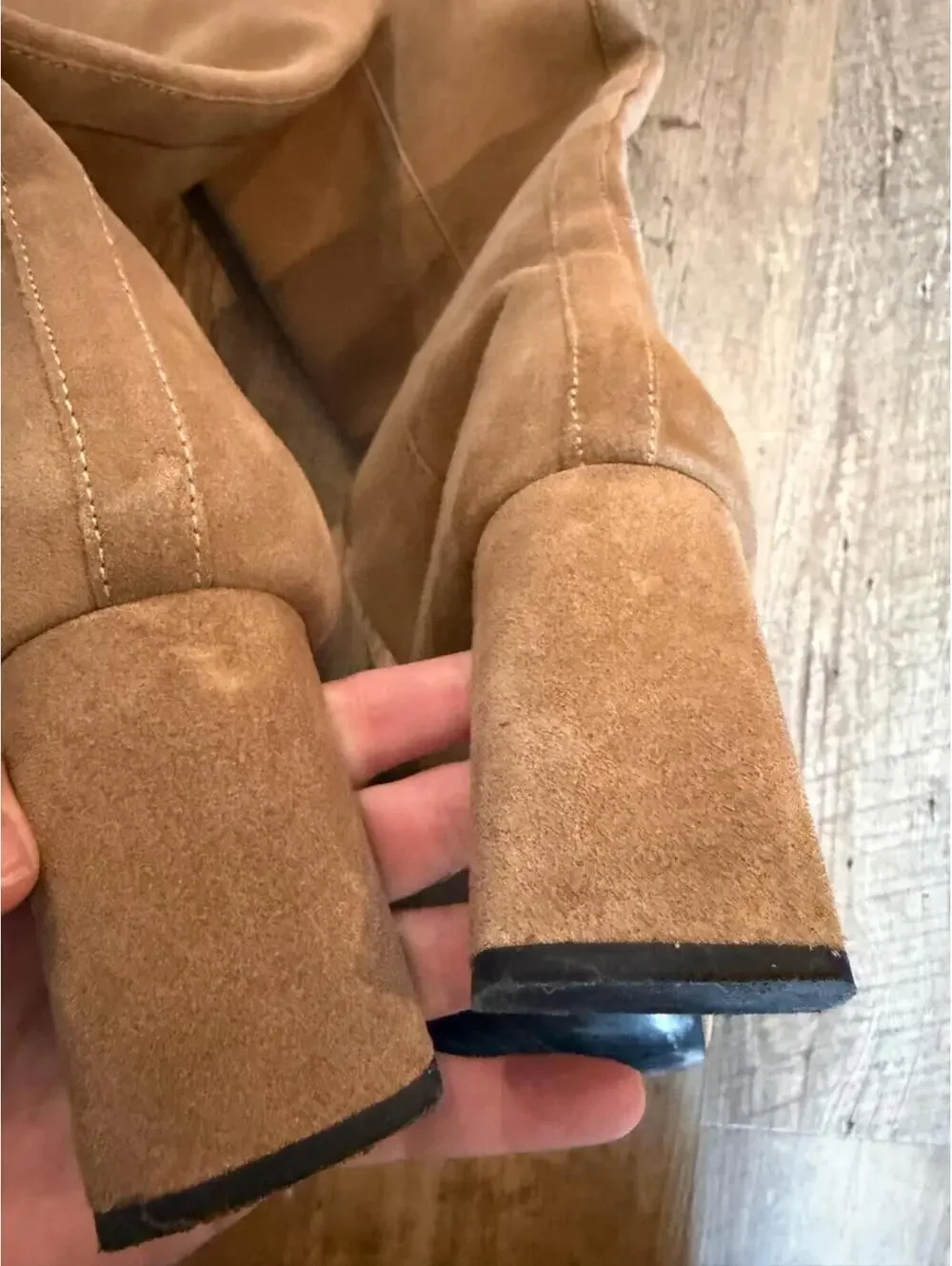 Zara Tan Suede Tall Block Heel Boots EU 39 US 8/8.5